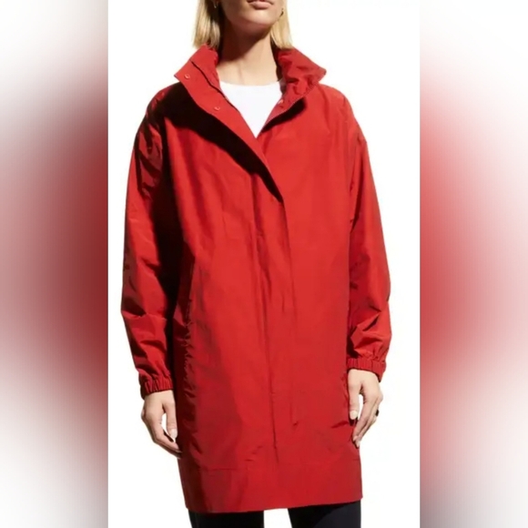 Eileen Fisher Long Stand Collar With Hidden Hood Women's Size Large - Picture 1 of 12